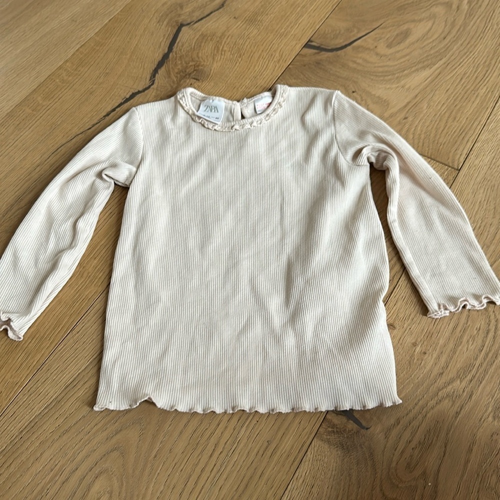 Zara ivory baby girl long sleeve 9/12m ribbed ivory